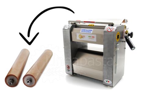 Laminadora pasta fresca eléctrica SR con rodillos de madera de 250 mm